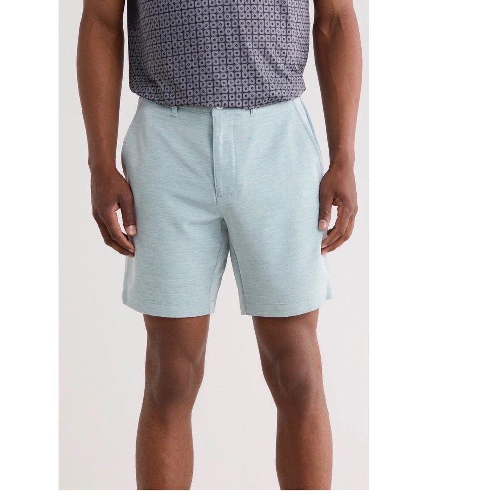 Original Penguin Mens Slim Fit Stretch Shorts 38 Deep Lake Blue Heather 8 Inseam